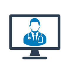 Online Doctor Icon Flat Style Eps