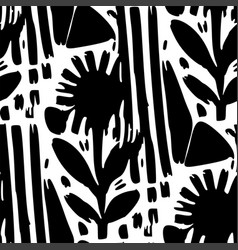 Black And White Seamless Pattern With Flowers