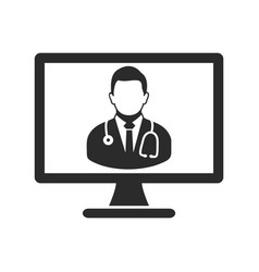 Online Doctor Icon Flat Style Eps