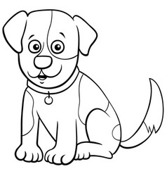 Cute dog cartoon coloring page Royalty Free Vector Image