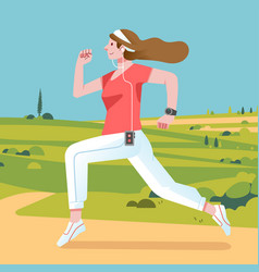 Young Woman Running While Listening Music Running