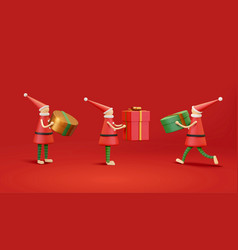 3d Christmas Elves With Gifts