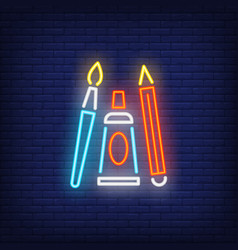 Brush Pencil And Paint Tube Neon Sign