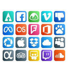 20 Social Media Icon Pack Including App Net