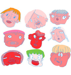 Colorful Funny Uncle Aunt Face Set