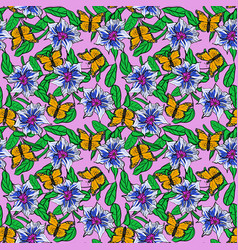 Monarch Butterflies In Exotic Flowers Pattern