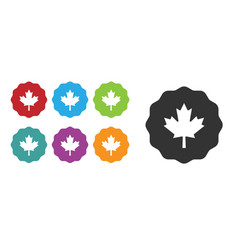 Black Canadian Maple Leaf Icon Isolated On White