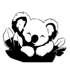 Cute Cartoon Koala Bear In A Nest