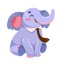 Elephant At School Sit In Tie And Smile Have