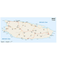 Road Map Of Croatian Island Brac