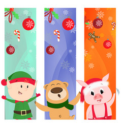 Xmas Poster Design With Cartoon Trio