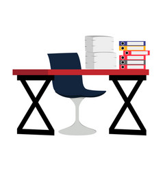 Modern Desk With Chair And Table And With Paper