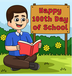 100th Day Of School Student With Book Colored