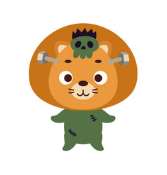 Cute Little Halloween Lion In A Frankenstein