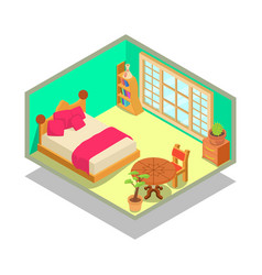 Dormitory Concept Banner Isometric Style