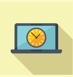 Laptop Work Hours Icon Flat Office Time