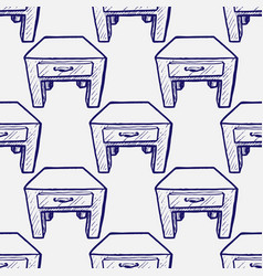 Bedside Table Seamless Pattern On White