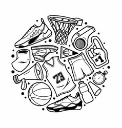 Basketball Doodle Element Hand Drawn