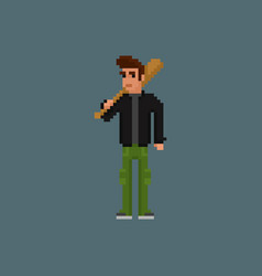 Gangster Criminal Character Man Holding A Bat