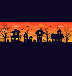 Halloween Town Silhouette Of Night City Street