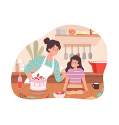 Mother And Daughter Cooking Family Time Happy