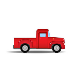 Retro Red Cartoon Car Isolated On White Background