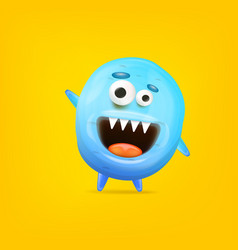 Cartoon Funny Blue Alien Monster Isolated