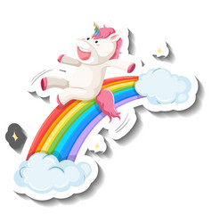 Cute Unicorn Slide On Rainbow Cartoon Sticker