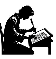 Silhouette Of A Person Practicing Calligraphy