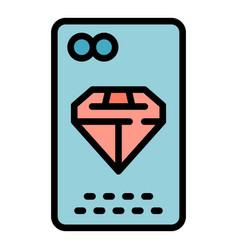 Diamond Phone Case Icon Flat