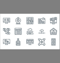 Telecommuting Line Icons Linear Set Quality Line