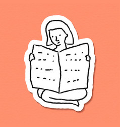 Woman Reading A Newspaper Doodle Sticker