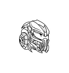 Helmet Icon Sketch Line Design