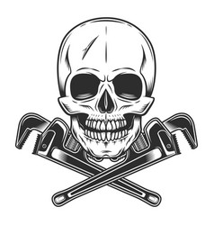 Skull With Body Shop Mechanic Spanner Wrench