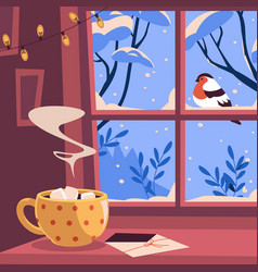 Winter Season With Hot Drink Indoors By Window