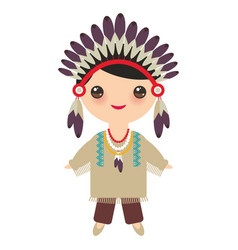 American Indians Kawaii Boy In National Costume