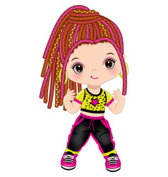 Cute Little Girl With Braided Hair Dancing Hip Hop