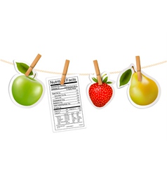 Fruit Stickers And A Nutrition Label Hanging