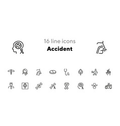 Accident Line Icon Set Trauma First Aid Station