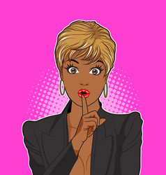 Black Woman Keep A Silence With Pink Background