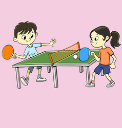 Boy And A Girl Are Playing Table Tennis