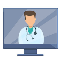 Online Home Doctor Icon Cartoon Style