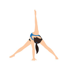 Woman Doing Wide Legged Forward Bend Twist Pose