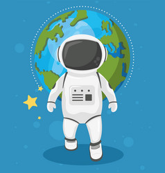 Astronaut Walking And Earth