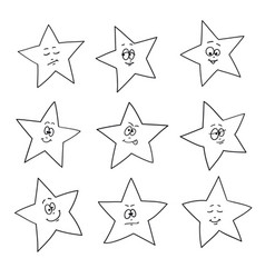 Cartoon Faces Emotions Set Of Festive Fun Stars