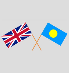 Crossed Flags Of United Kingdom And Palau