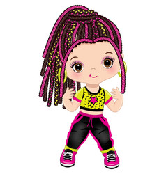 Cute Little Girl With Braided Hair Dancing Hip Hop