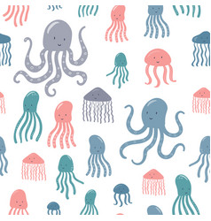 Funny Little Octopus Seamless Pattern For Textile