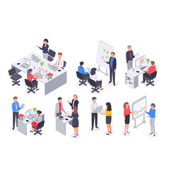 Isometric Business Office Team Corporate Teamwork