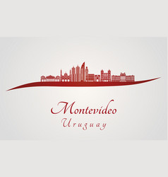 Montevideo Skyline In Red